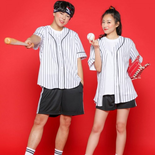 베이스볼 오픈 야구복 화이트/스트라이프/백색